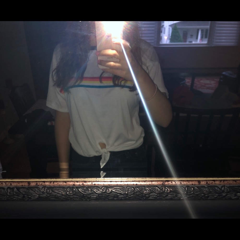 Rainbow and white shirt